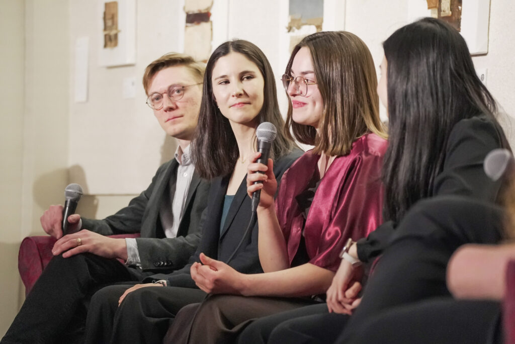 Gabriella Canzani, and other participants of the 2026 Michael Nesbitt Composers Institute, answer questions at the pre-concert panel of the Winnipeg New Music Festival 2026 "Launchpad" concert on January 21st, 2026.