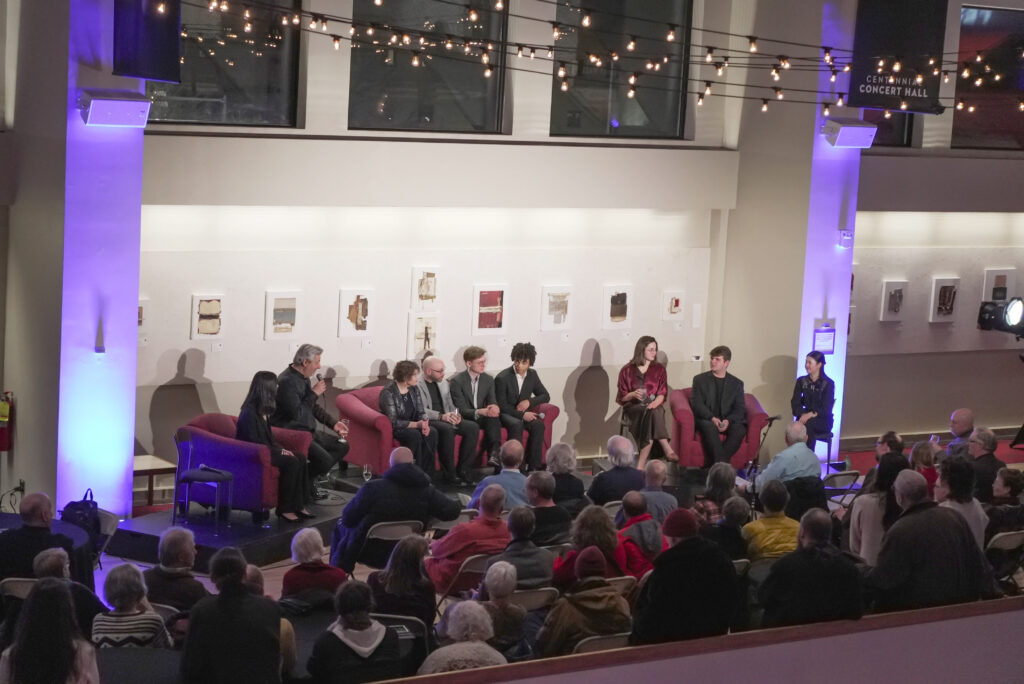 Gabriella Canzani, and other participants of the 2026 Michael Nesbitt Composers Institute, answer questions at the post-concert Q&A of the Winnipeg New Music Festival 2026 "Launchpad" concert on January 21st, 2026.